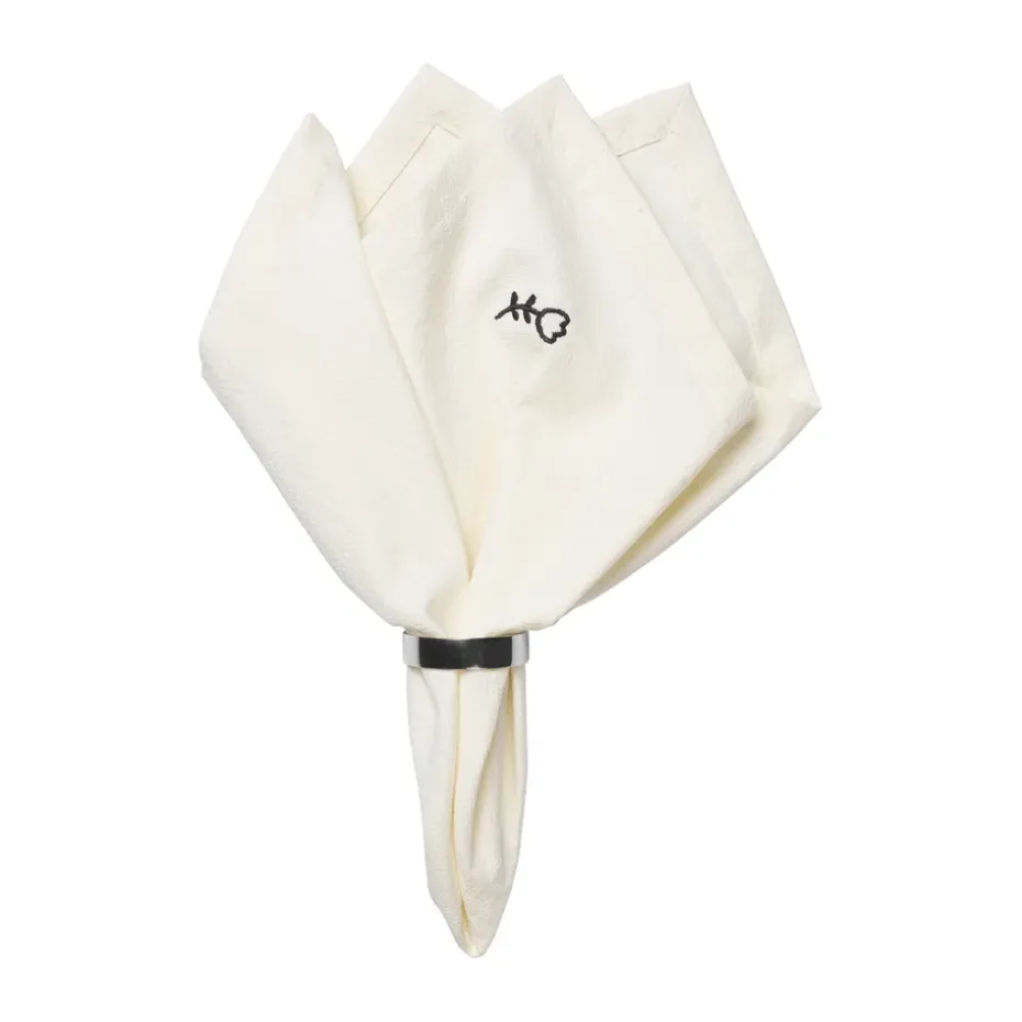 Mai stoffen servet 45x45 cm, Black-off white
