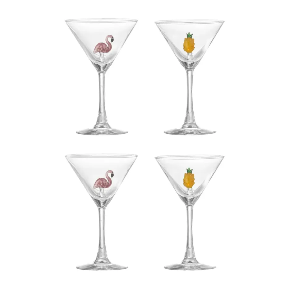 Misa cocktailglas 17 cl 4-delig, Clear-flamingo, clear-pineapple