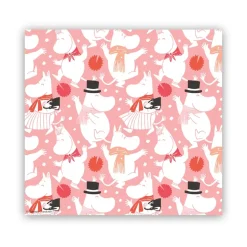 Moomin celebration servet 33x33 cm 12 pack, Wit-roze