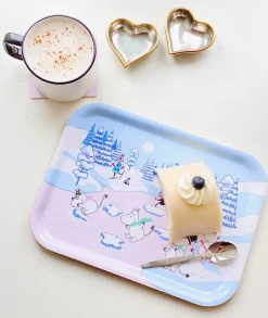 Moomin dienblad winter 2022 20x27 cm, Blauw-wit-roze