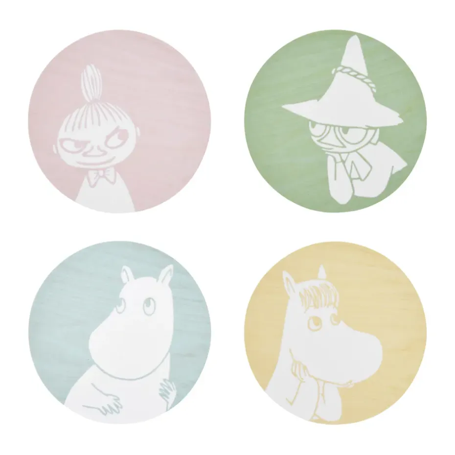 Moomin glasonderzetter Ø10 cm 4 delar, Moomin characters