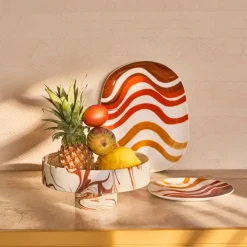 Moon decoratieschaal Ø26 cm, Bruin-wit
