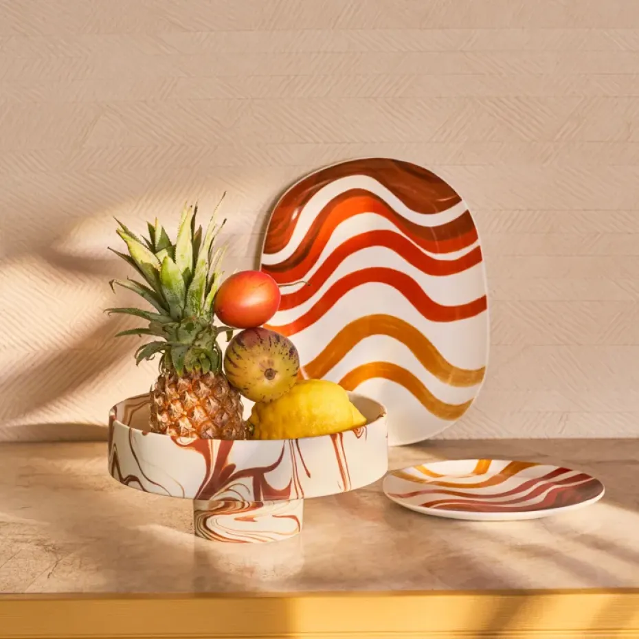 Moon decoratieschaal Ø26 cm, Bruin-wit