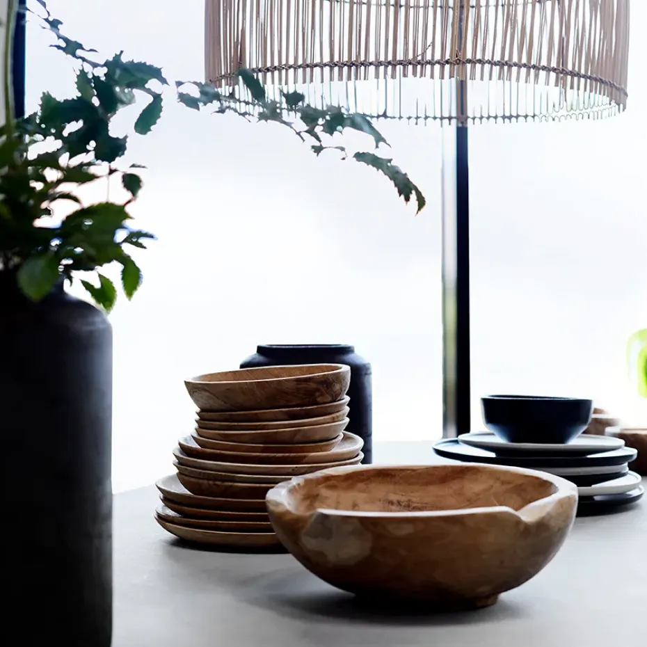 Muubs teak saladeschaal 30 cm, Natuur