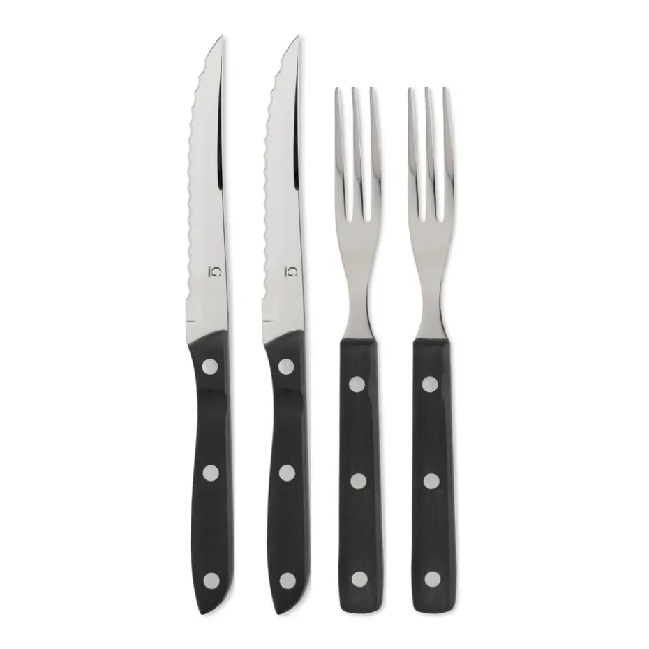Old Farmer bestek zwart, set 4 stuks