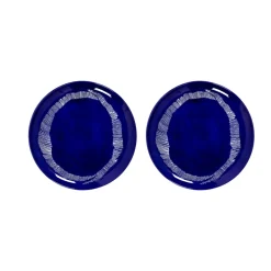 Ottolenghi Feast bord L Ø26,5 cm 2-pack, Dark blue stripes-white