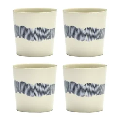 Ottolenghi Feast koffiekop 25 cl 4-pack, White stripes-blue