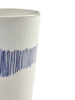 Ottolenghi Feast theekop 33 cl 4-pack, White stripes-blue