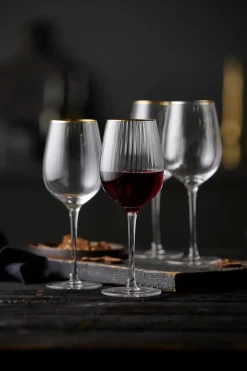 Palermo Gold rodewijnglas 40 cl 4-pack, Transparant-goud