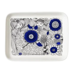 Pastoraali bord 15x19 cm, Blauw-wit