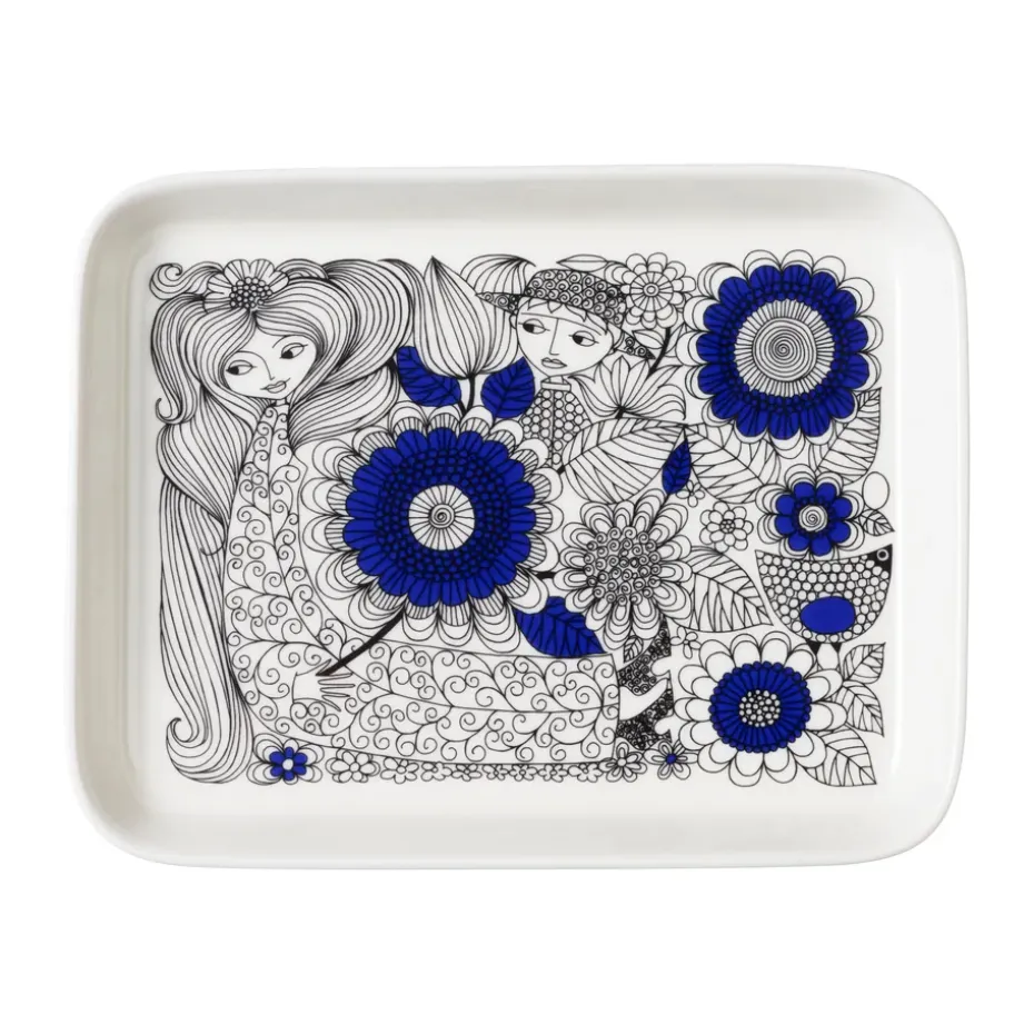 Pastoraali bord 15x19 cm, Blauw-wit