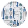 Picknick dienblad Ø38 cm, Blauw-beige