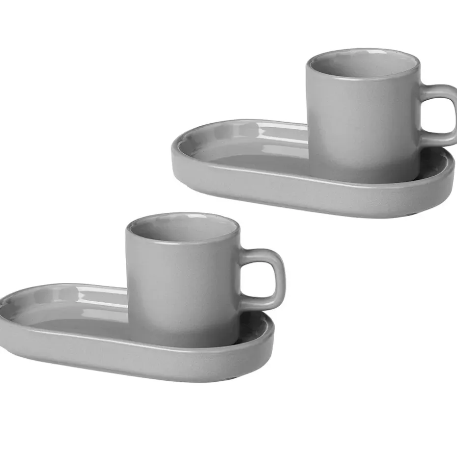 Pilar espressokopje met schotel, 2 stuks, Miragegrijs