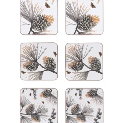 Pine Cone onderzetter 6-pack, Cotton white