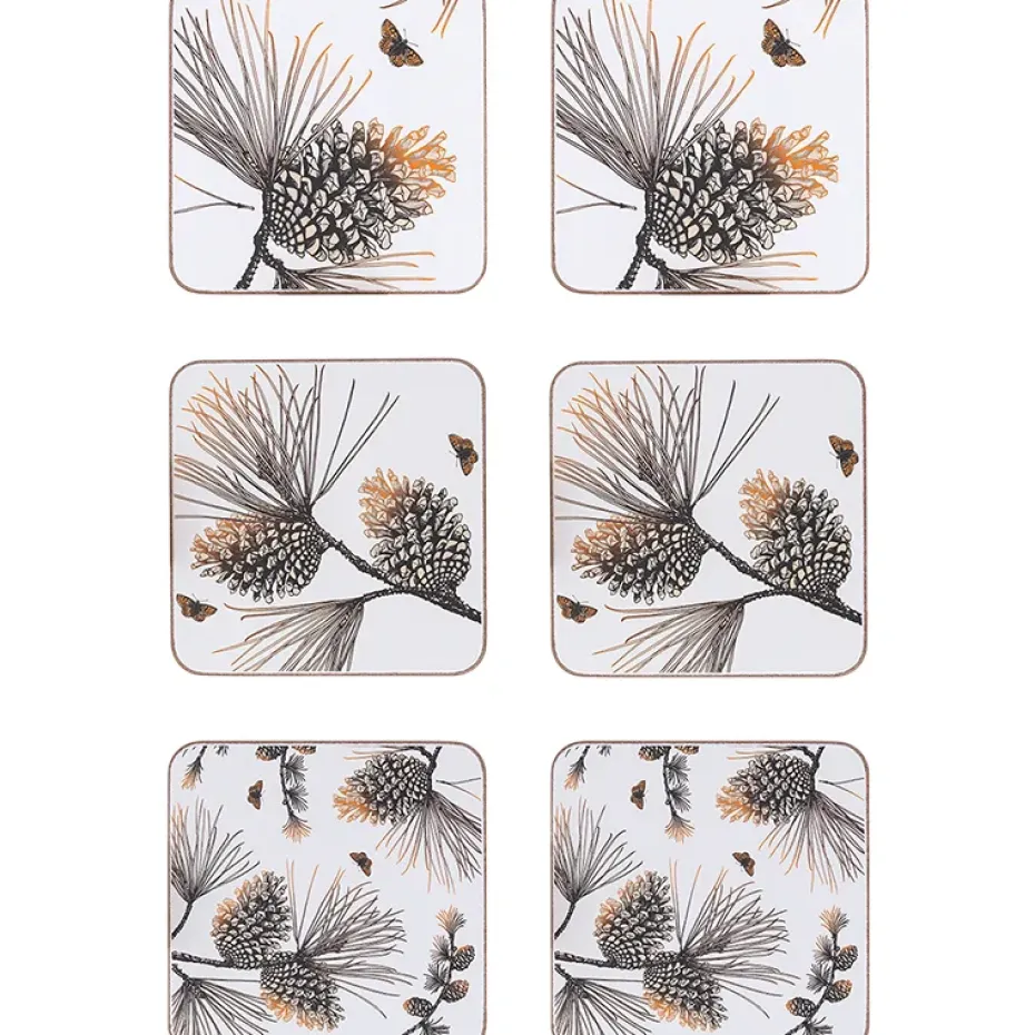 Pine Cone onderzetter 6-pack, Cotton white