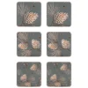 Pine Cone onderzetter 6-pack, moss grey