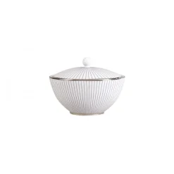 Pinstripe suikerpot met deksel, wit