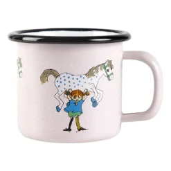 Pippi and the horse emaillen mok 1,5 dl, Light pink