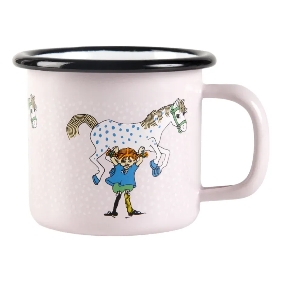 Pippi and the horse emaillen mok 1,5 dl, Light pink