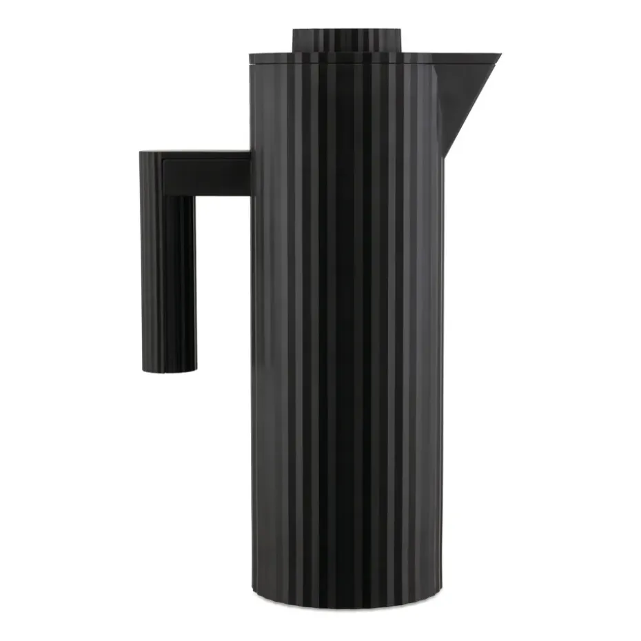 Plissé thermoskan 1 L, Zwart