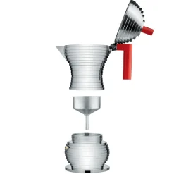 Pulcina espressomaker 3 koppen, rood handvat