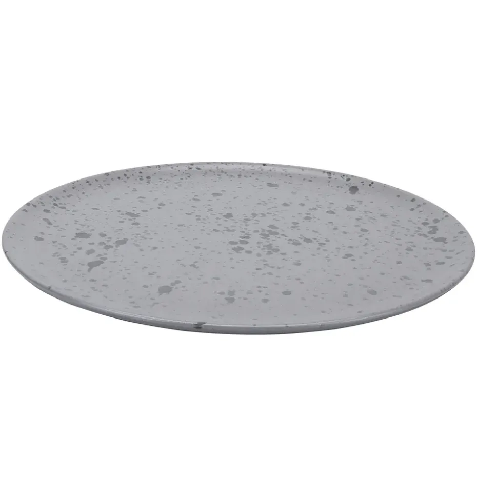 Raw bord Ø28 cm., grijs met stippen