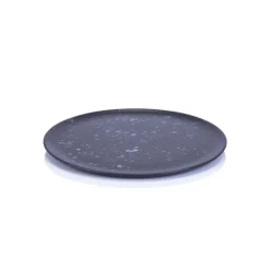 Raw bord 23 cm, zwart met stippen