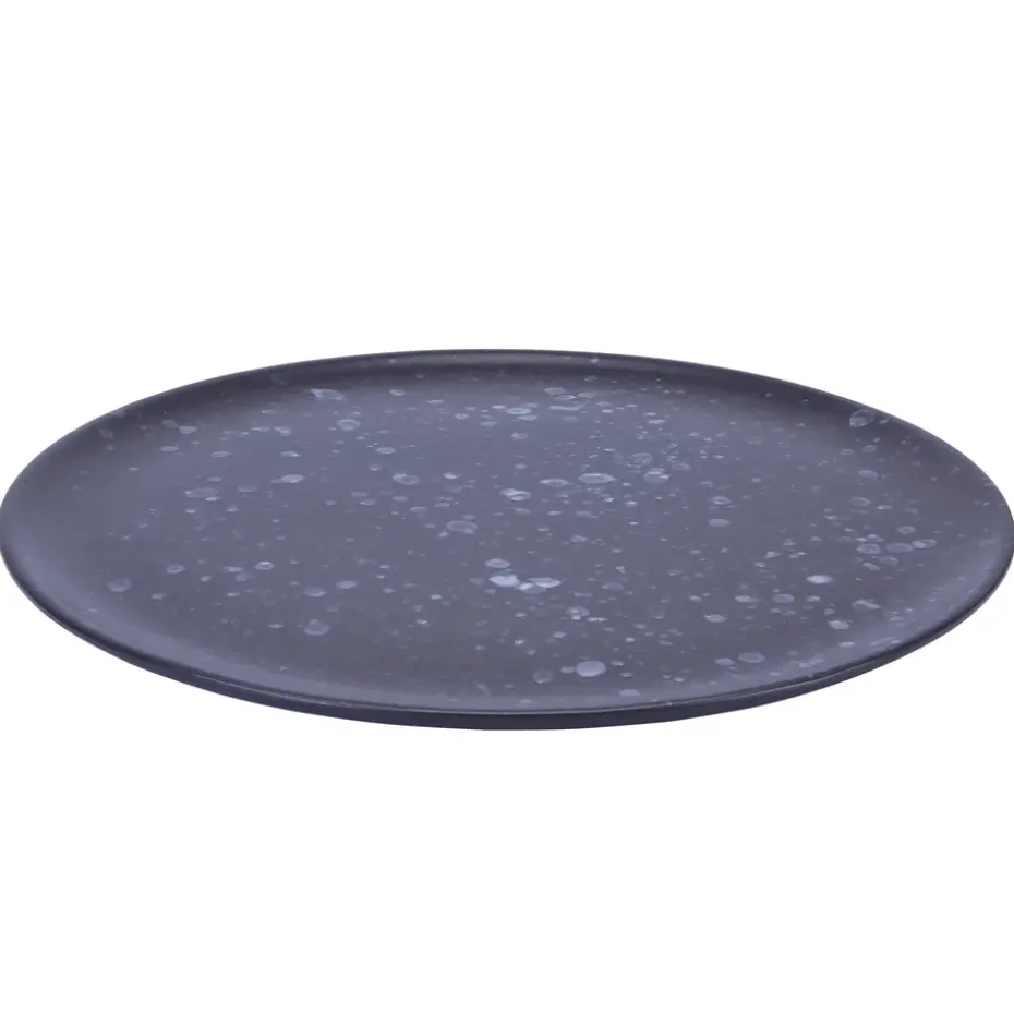 Raw bord Ø28 cm., zwart met stippen