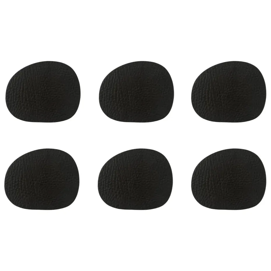 Raw glasonderzetters leer 6-pack, Black buffalo (zwart)