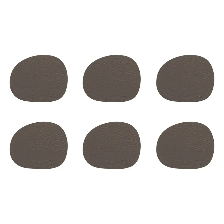 Raw glasonderzetters leer 6-pack, Clay (bruin)