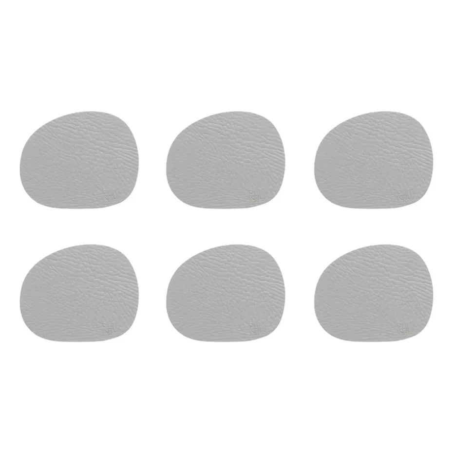 Raw glasonderzetters leer 6-pack, Lichtgrijs