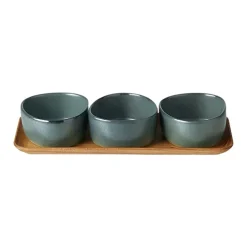 Raw Organic kommenset met houten plateau, Northern Green