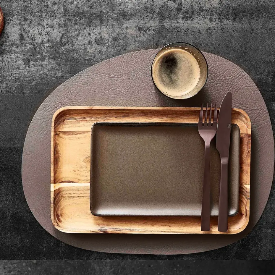 Raw placemat leer, Dusty rose buffalo