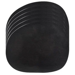 Raw placemat leer 6-pack, Zwart