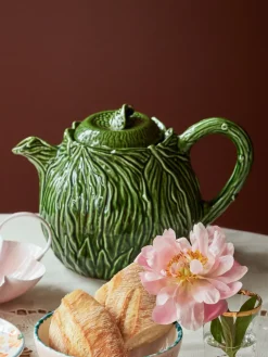 Rice keramische theepot 1,6 L, Embossed kale design