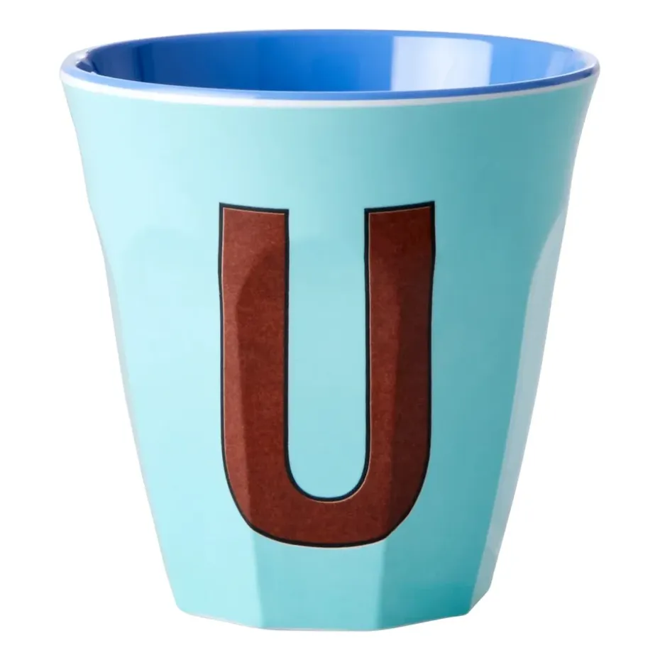 Rice melaminebeker medium letter U 30 cl, Mint