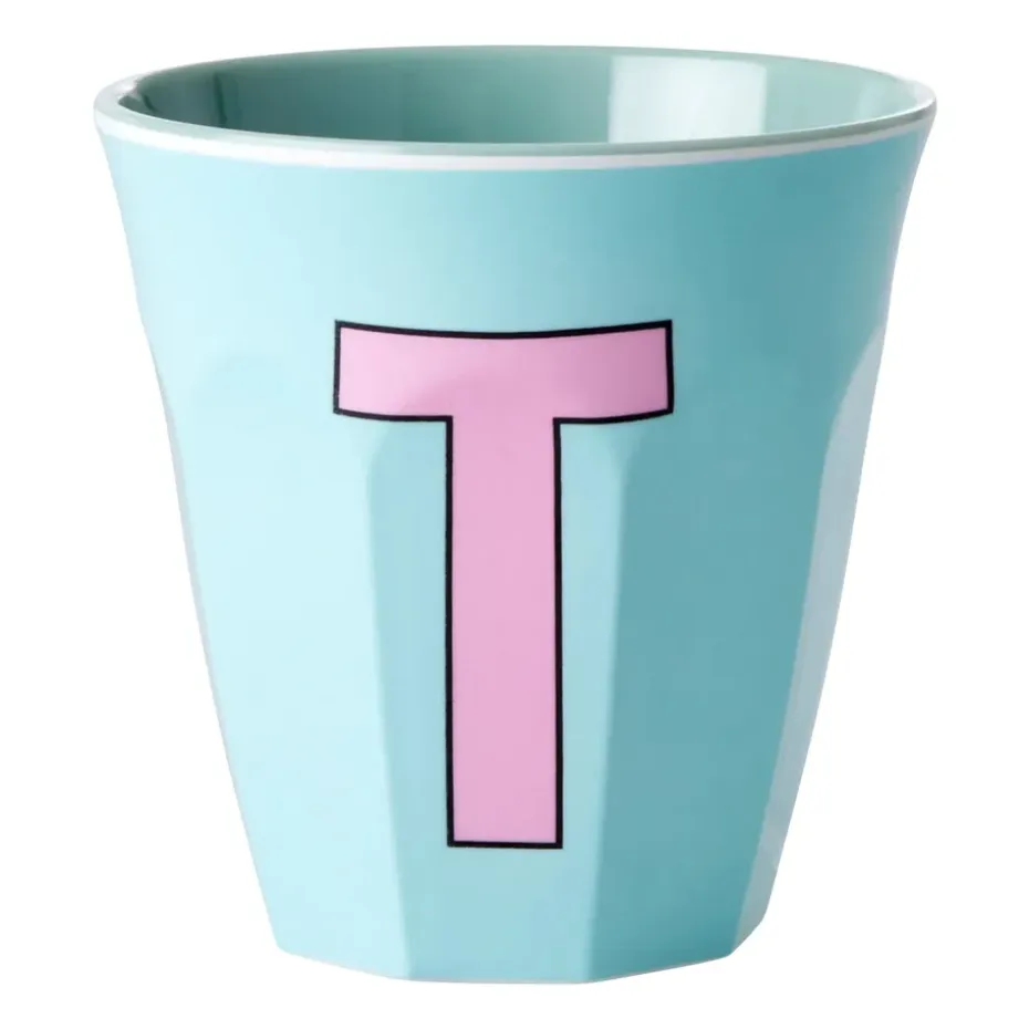 Rice melaminebeker medium letter T 30 cl, Mint