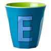 Rice melaminebeker medium letter E 30 cl, Emerald green