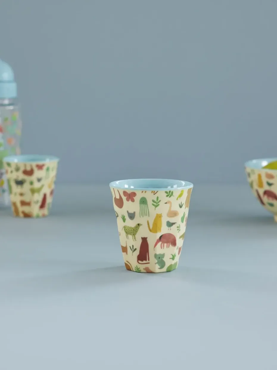 Rice melaminebeker medium, Sweet Jungle Print-Soft blue