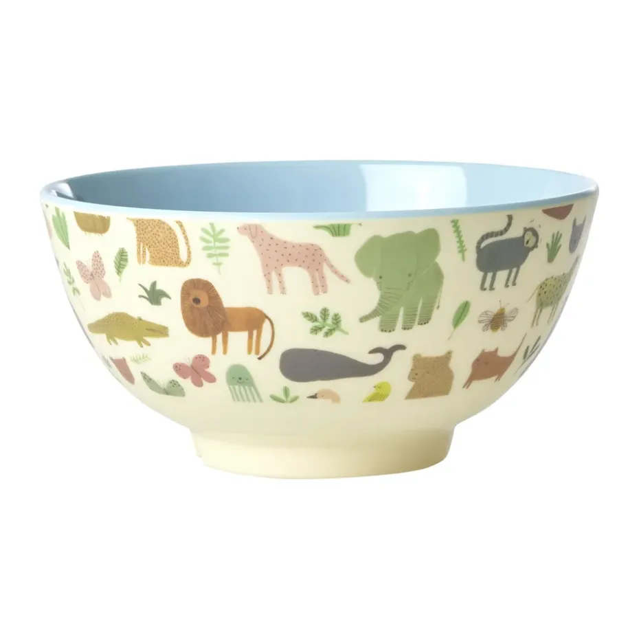 Rice melaminekom medium, Sweet Jungle Print-Soft blue