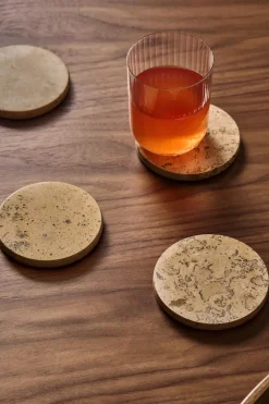 Ridge onderzetters Ø10 cm 4-pack, Marmer