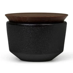 Rå zoutpot met deksel 15 cl, Zwart