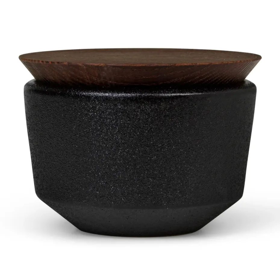Rå zoutpot met deksel 15 cl, Zwart