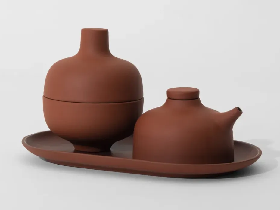 Sand bord ovaal 12,5x20 cm, Red clay