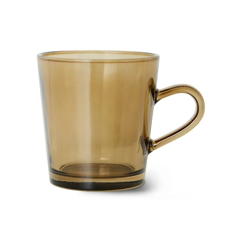 70's glassware koffiekop 20 cl 4-pack, Mud brown