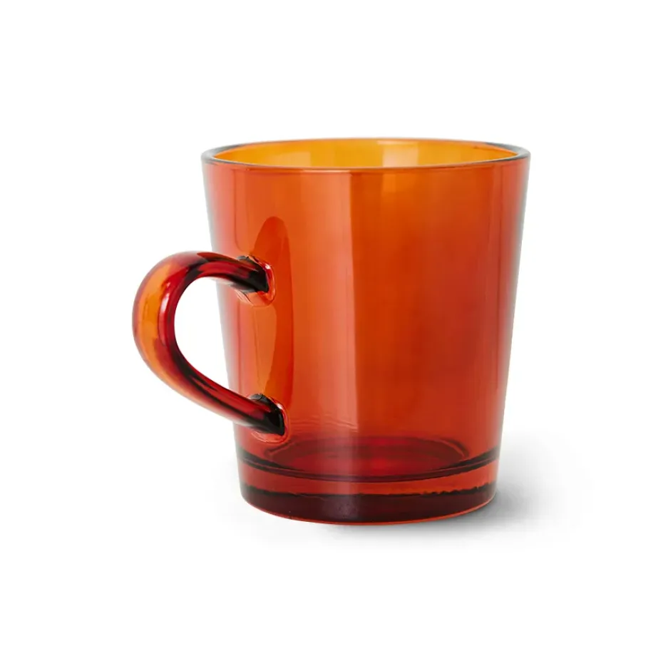 70's glassware koffiekop 20 cl 4-pack, Amber brown