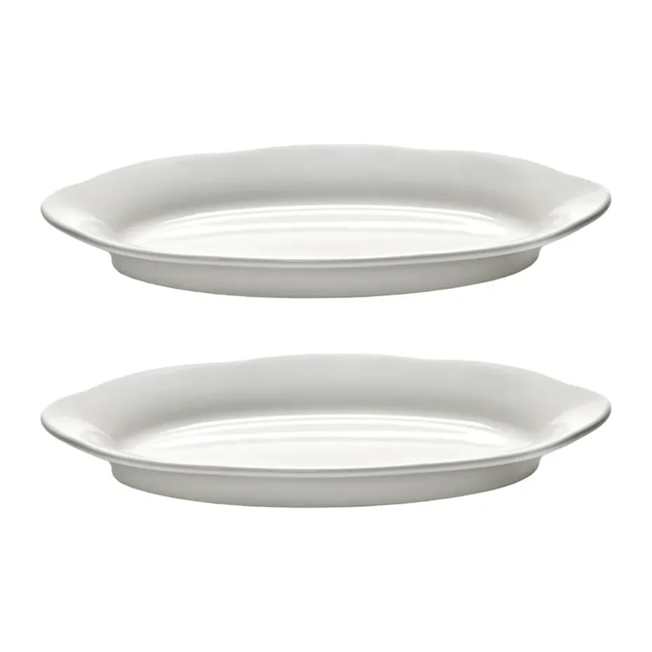 Silhouette oval diep bord S 10x18,5 cm 2-pack, White