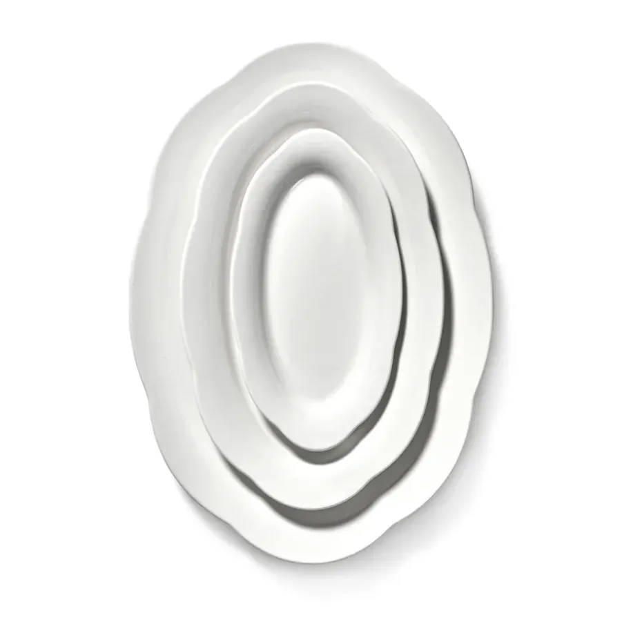 Silhouette ovale diepe schaal M 15x24,5 cm 2-pack, White
