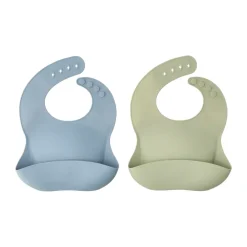 Silly slabbetje siliconen 2-pack, Green-blue