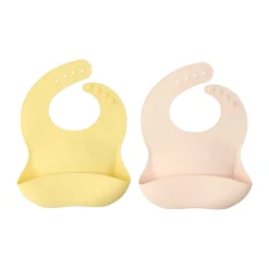 Silly slabbetje siliconen 2-pack, Blush-lemon
